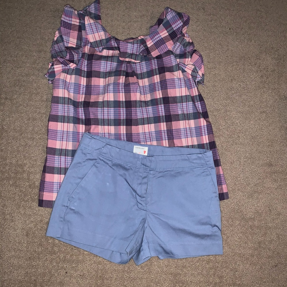 Crewcuts Frankie chino/plaid flutter top 16